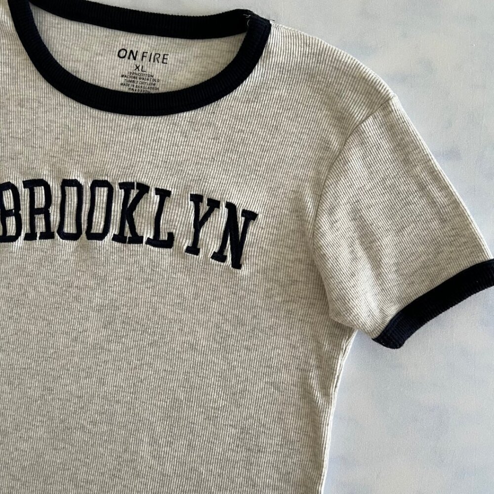 On Fire Brooklyn Cotton Ribbed Ringer Baby Tee - Picture 3 of 5